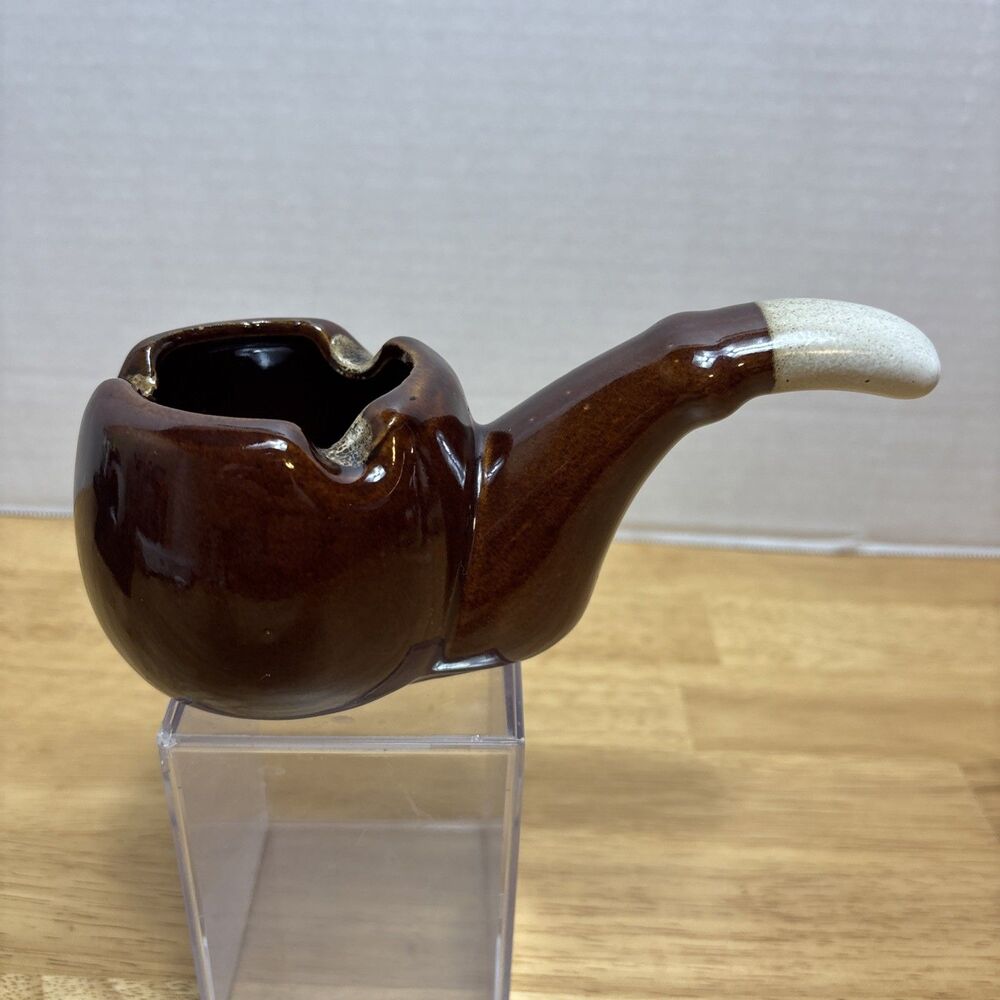 Unbranded Pipe Shaped Ceramic Brown Ashtray Planter